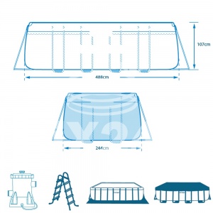 Каркасный Бассейн "Prism Frame Set Pools" 488x244x107см Intex 26792